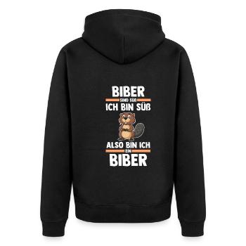 Nagetier Biberliebhaber Biber - Unisex Premium Bio Zip Hoodie - Schwarz - Hinten - Nico (187cm)
