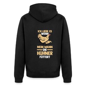 Huhn Hühnerstall Bauernhof Bauer Landwirt Hühner - Unisex Premium Bio Zip Hoodie - Schwarz - Hinten - Nico (187cm)