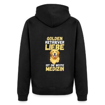 GOLDEN RETRIEVER - Unisex Premium Bio Zip Hoodie - Schwarz - Hinten - Nico (187cm)