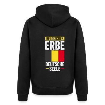 Belgier Belgisch Deutsches Herz Belgien - Unisex Premium Bio Zip Hoodie - Schwarz - Hinten - Nico (187cm)