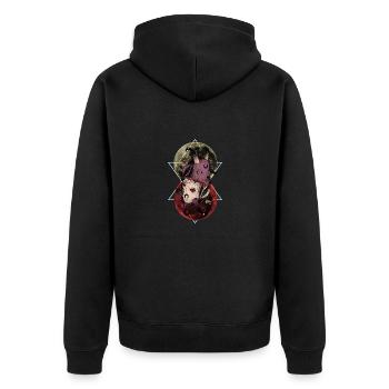 As Above So Below Goat - Ziege - Unisex Premium Bio Zip Hoodie - Schwarz - Hinten - Nico (187cm)