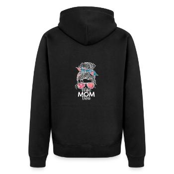 Wife Mom Chef - Muttertagsgeschenk - Unisex Premium Bio Zip Hoodie - Schwarz - Hinten - Nico (187cm)