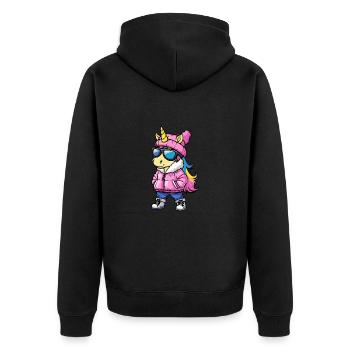 Licorne Bande dessinée cool - Veste à capuche bio Premium Unisexe - noir - Dos - Nico (187cm)