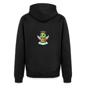 Mignon ange tortue avec des ailes dessin animé - Veste à capuche bio Premium Unisexe - noir - Dos - Nico (187cm)