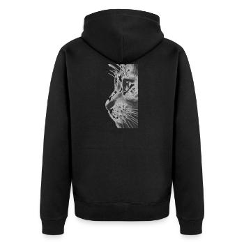 Cat's face - Unisex Premium Organic Zip Hoodie - black - Back - Nico (187cm)