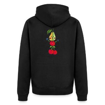 Sportliches Obst - Unisex Premium Bio Zip Hoodie - Schwarz - Hinten - Nico (187cm)
