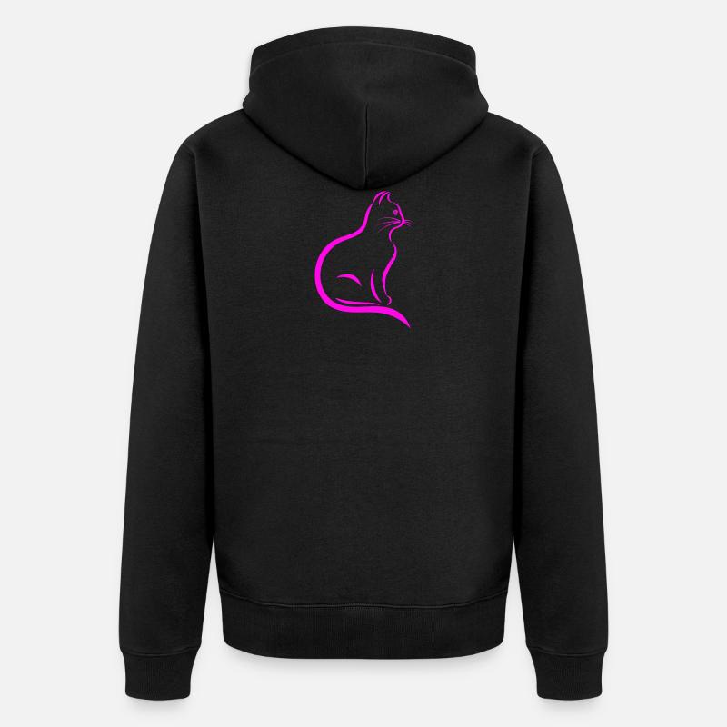 Rosa Katze - Unisex Premium Bio Zip Hoodie - Schwarz