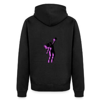 Volleyball Spielerin Symbol - Unisex Premium Bio Zip Hoodie - Schwarz - Hinten - Nico (187cm)