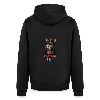Gran Canaria 2024 Urlaub Esel - Unisex Premium Bio Zip Hoodie - Schwarz - Hinten - Nico (187cm)
