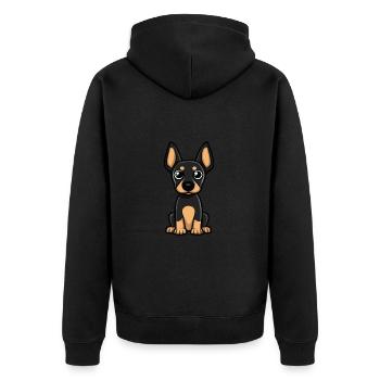 Doberman chien bande dessinée bébé - Veste à capuche bio Premium Unisexe - noir - Dos - Nico (187cm)