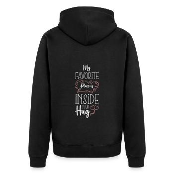 Kuscheln Teddybär Süß Freund - Unisex Premium Bio Zip Hoodie - Schwarz - Hinten - Nico (187cm)