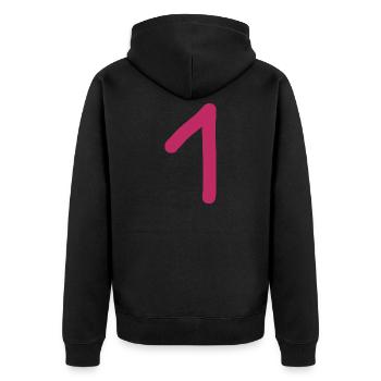 1 Number One Number Pink Red Birthday - Unisex Premium Organic Zip Hoodie - black - Back - Nico (187cm)