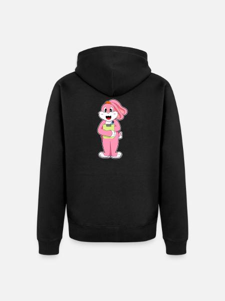 Bunny Secretary Clipboard Office - Unisex Premium Organic Zip Hoodie - black
