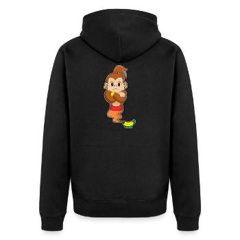 Affe Flaschengeist - Unisex Premium Bio Zip Hoodie - Schwarz - Hinten - Nico (187cm)