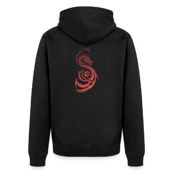 Roter Tribal Fantasy Drache - Unisex Premium Bio Zip Hoodie - Schwarz - Hinten - Nico (187cm)