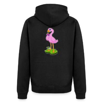 Flamingo Waffeleis - Unisex Premium Bio Zip Hoodie - Schwarz - Hinten - Nico (187cm)