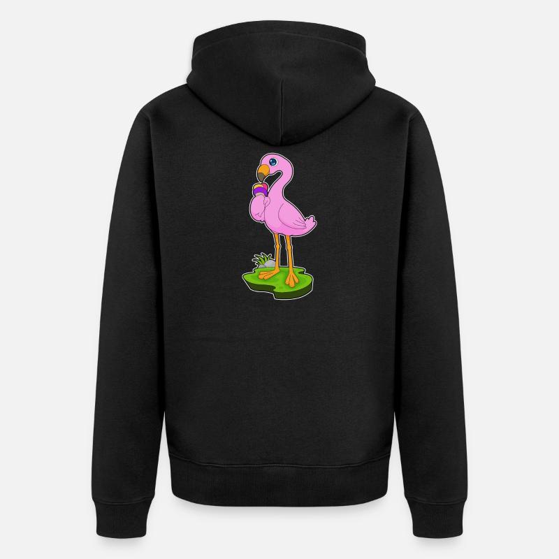 Flamingo Waffeleis - Unisex Premium Bio Zip Hoodie - Schwarz