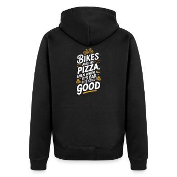Bicycle Pizza Quote Typography Design - Unisex Premium Organic Zip Hoodie - black - Back - Nico (187cm)