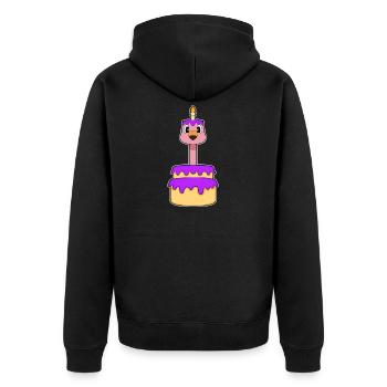 Gâteau d’anniversaire de flamant rose - Veste à capuche bio Premium Unisexe - noir - Dos - Nico (187cm)