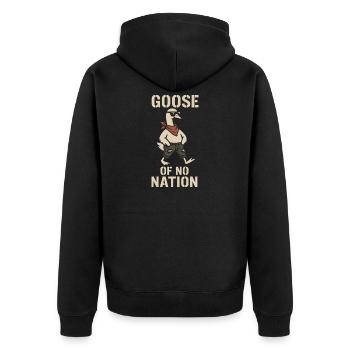 Funny Geese Meme Chaos Honk Certified Silly - Unisex Premium Organic Zip Hoodie - black - Back - Nico (187cm)
