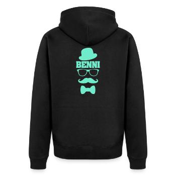 Benni als Vorname - Unisex Premium Bio Zip Hoodie - Schwarz - Hinten - Nico (187cm)
