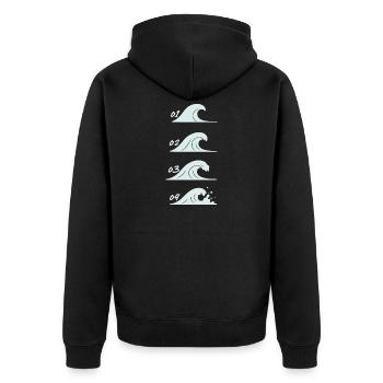 Minimalist Waves Illustration Sea - Unisex Premium Organic Zip Hoodie - black - Back - Nico (187cm)