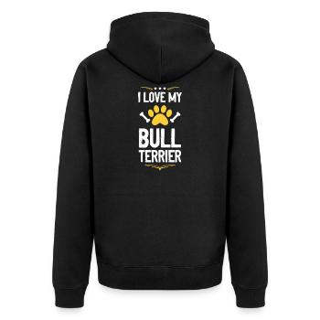 Bull Terrier Pride Patte Imprimé - Veste à capuche bio Premium Unisexe - noir - Dos - Nico (187cm)