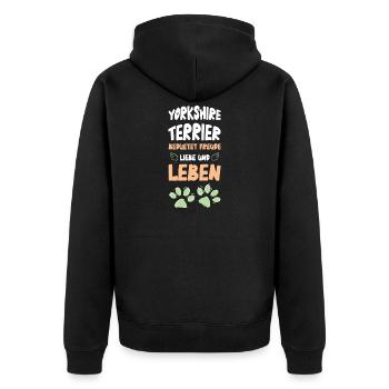 Yorkshire Terrier Liebe Und Leben - Unisex Premium Bio Zip Hoodie - Schwarz - Hinten - Nico (187cm)