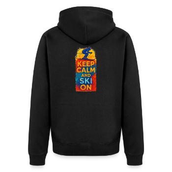 Keep Calm and Ski On - Unisex Premium Organic Zip Hoodie - black - Back - Nico (187cm)