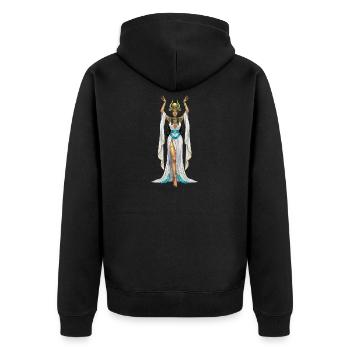 Ägyptische Göttin Isis Cosplay - Unisex Premium Bio Zip Hoodie - Schwarz - Hinten - Nico (187cm)