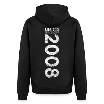 Limited Edition 2008 18. Geburtstag Geschenk - Unisex Premium Bio Zip Hoodie - Schwarz - Hinten - Nico (187cm)