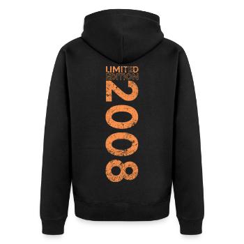 Limited Edition 2008 18th Birthday Gift - Unisex Premium Organic Zip Hoodie - black - Back - Nico (187cm)