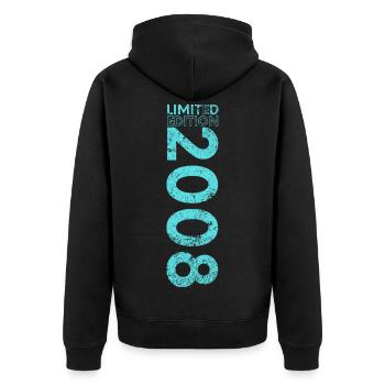 Limited Edition 2008 18th Birthday Gift - Unisex Premium Organic Zip Hoodie - black - Back - Nico (187cm)