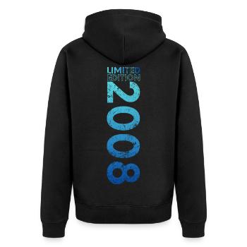Limited Edition 2008 18. Geburtstag Geschenk - Unisex Premium Bio Zip Hoodie - Schwarz - Hinten - Nico (187cm)