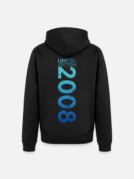 Limited Edition 2008 18th Birthday Gift - Unisex Premium Organic Zip Hoodie - black
