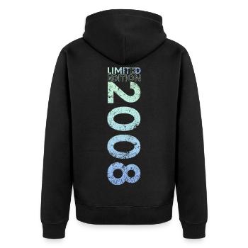 Limited Edition 2008 18. Geburtstag Geschenk - Unisex Premium Bio Zip Hoodie - Schwarz - Hinten - Nico (187cm)