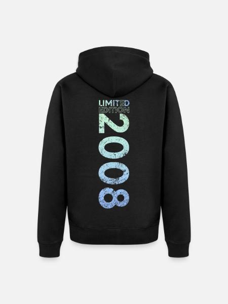 Limited Edition 2008 18th Birthday Gift - Unisex Premium Organic Zip Hoodie - black