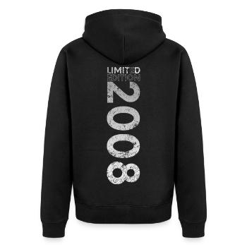Limited Edition 2008 18. Geburtstag Geschenk - Unisex Premium Bio Zip Hoodie - Schwarz - Hinten - Nico (187cm)