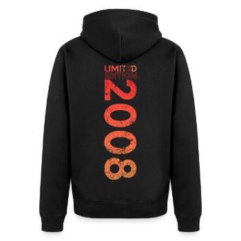 Limited Edition 2008 18th Birthday Gift - Unisex Premium Organic Zip Hoodie - black - Back - Nico (187cm)