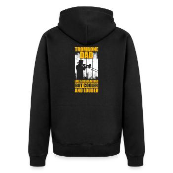 Trombone Dad Posaune Posaunenspieler Posaunist - Unisex Premium Bio Zip Hoodie - Schwarz - Hinten - Nico (187cm)