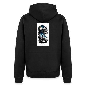 Moonlight wolf in the forest - Unisex Premium Organic Zip Hoodie - black - Back - Nico (187cm)