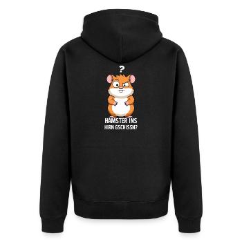 Hamster Ins Hirn Gschissn Sarkasmus Hamster - Unisex Premium Bio Zip Hoodie - Schwarz - Hinten - Nico (187cm)