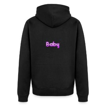 Text Baby - Unisex Premium Bio Zip Hoodie - Schwarz - Hinten - Nico (187cm)