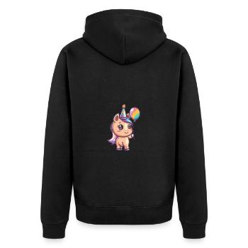 Pferd Geburtstag Comic - Unisex Premium Bio Zip Hoodie - Schwarz - Hinten - Nico (187cm)