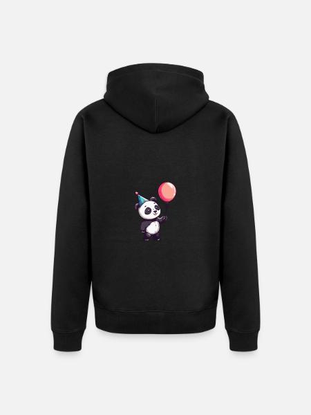 Panda Birthday Comic - Unisex Premium Organic Zip Hoodie - black