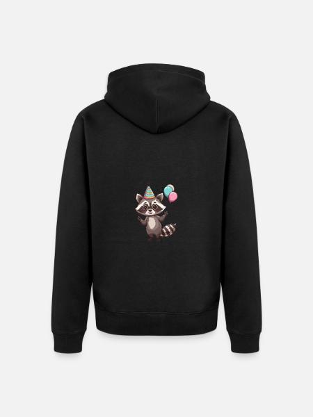Raccoon Birthday Comic - Unisex Premium Organic Zip Hoodie - black