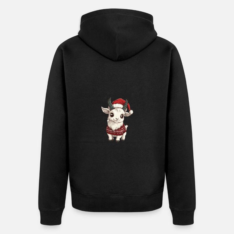 Bergziege Weihnachten Comic - Unisex Premium Bio Zip Hoodie - Schwarz