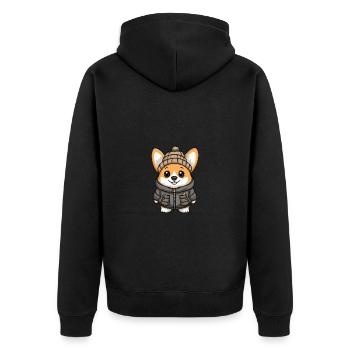Chien Corgi élégant - Veste à capuche bio Premium Unisexe - noir - Dos - Nico (187cm)