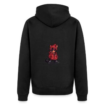Dobermann Hund Winter - Unisex Premium Bio Zip Hoodie - Schwarz - Hinten - Nico (187cm)