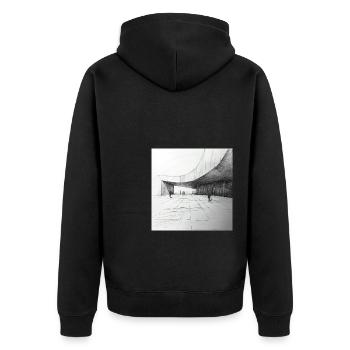Architekt Zeichnung Sketch Architecture - Unisex Premium Bio Zip Hoodie - Schwarz - Hinten - Nico (187cm)